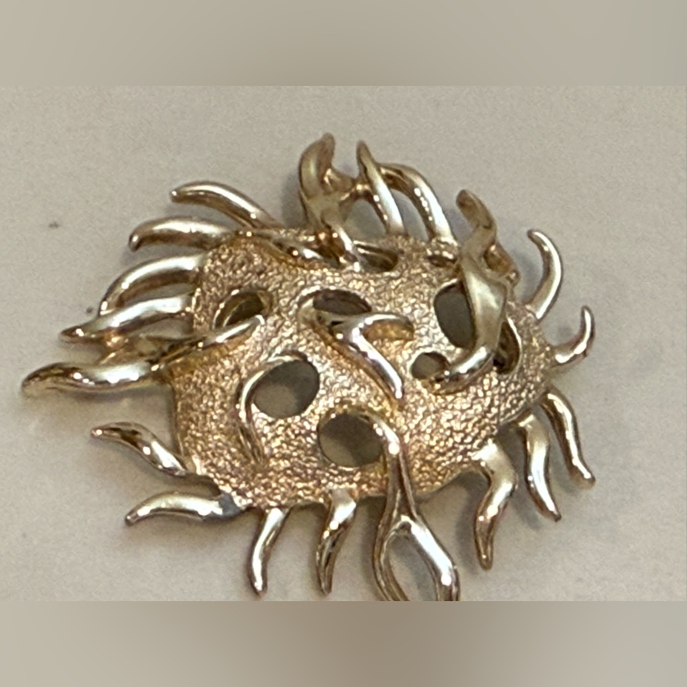 Vtg 70s Sarah Coventry Sea Urchin Brooch Pin Gold Tone Metal Mixed Texture 3-D